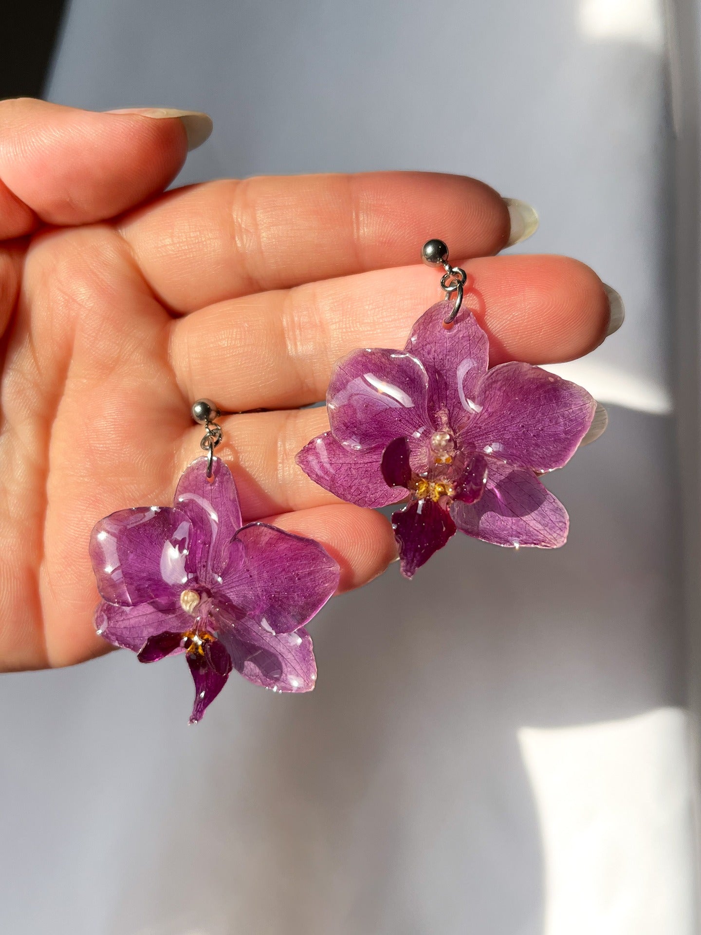 Mini Purple Orchid Earring