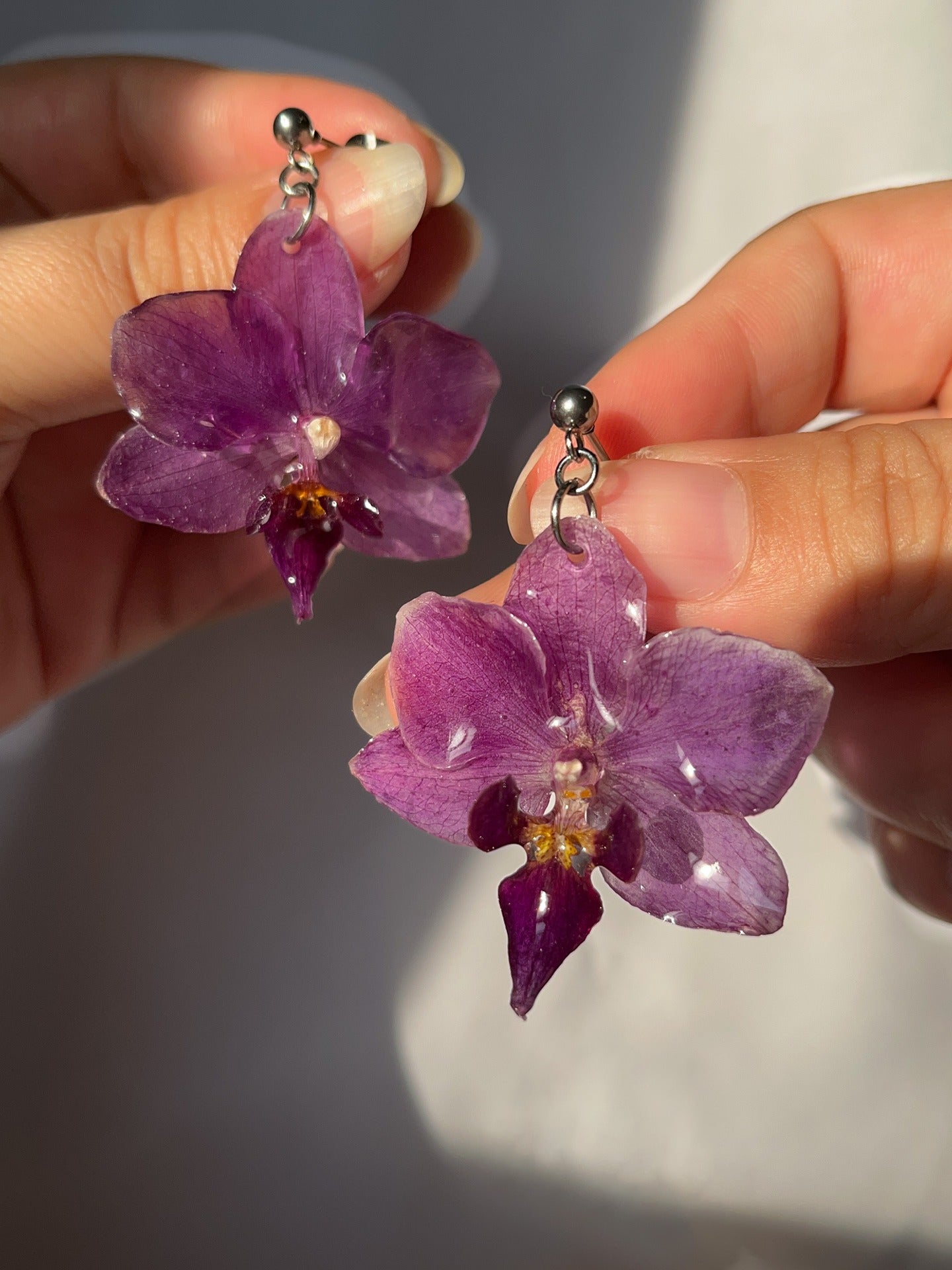 Mini Purple Orchid Earring