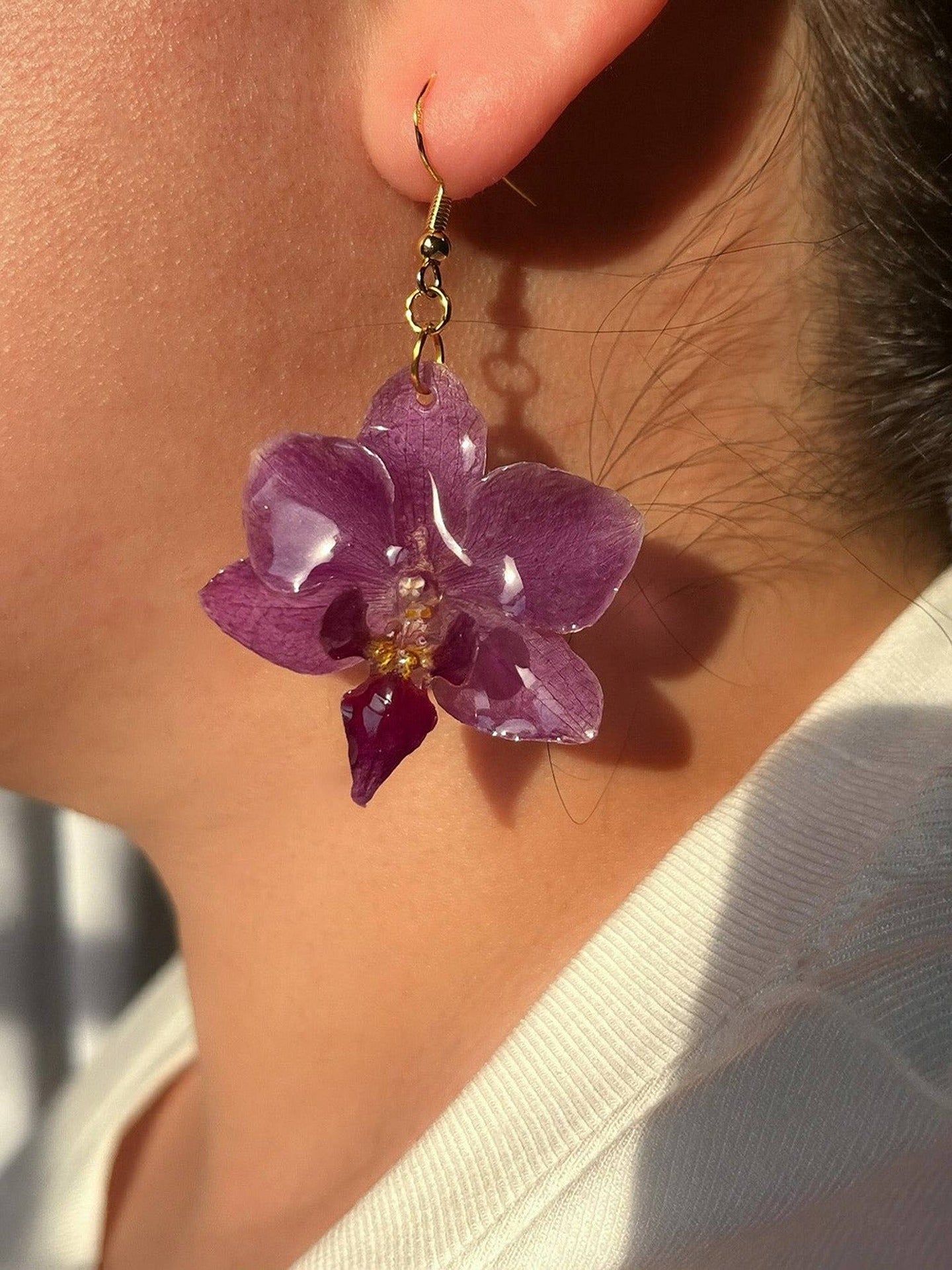 Mini Purple Orchid Earring