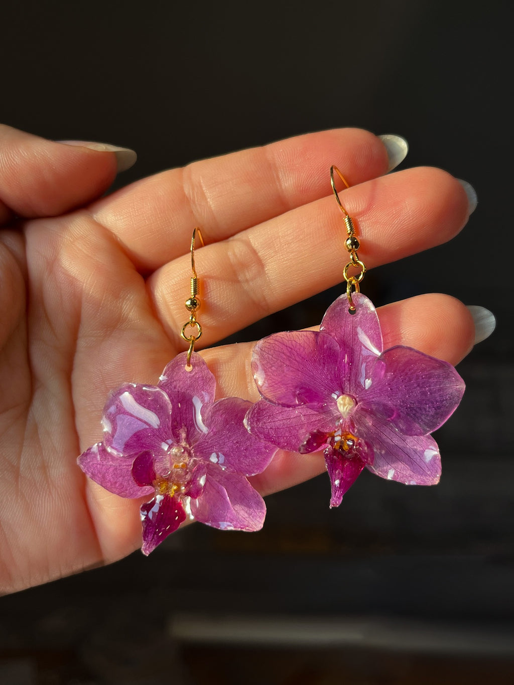 Mini Purple Orchid Earring