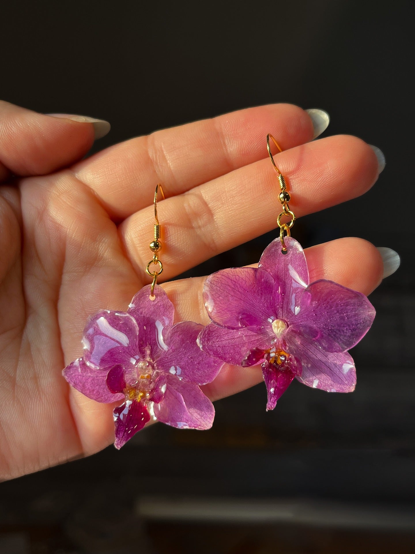 Mini Purple Orchid Earring
