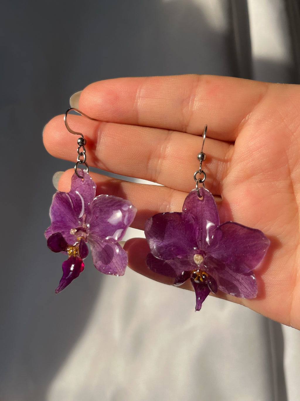 Mini Purple Orchid Earring