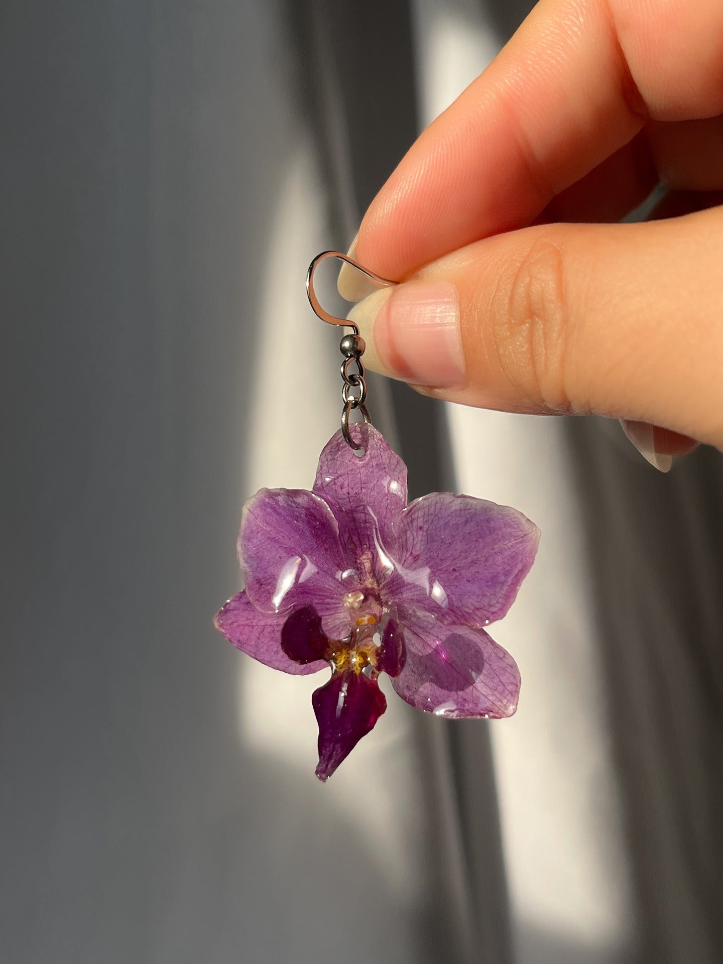 Mini Purple Orchid Earring