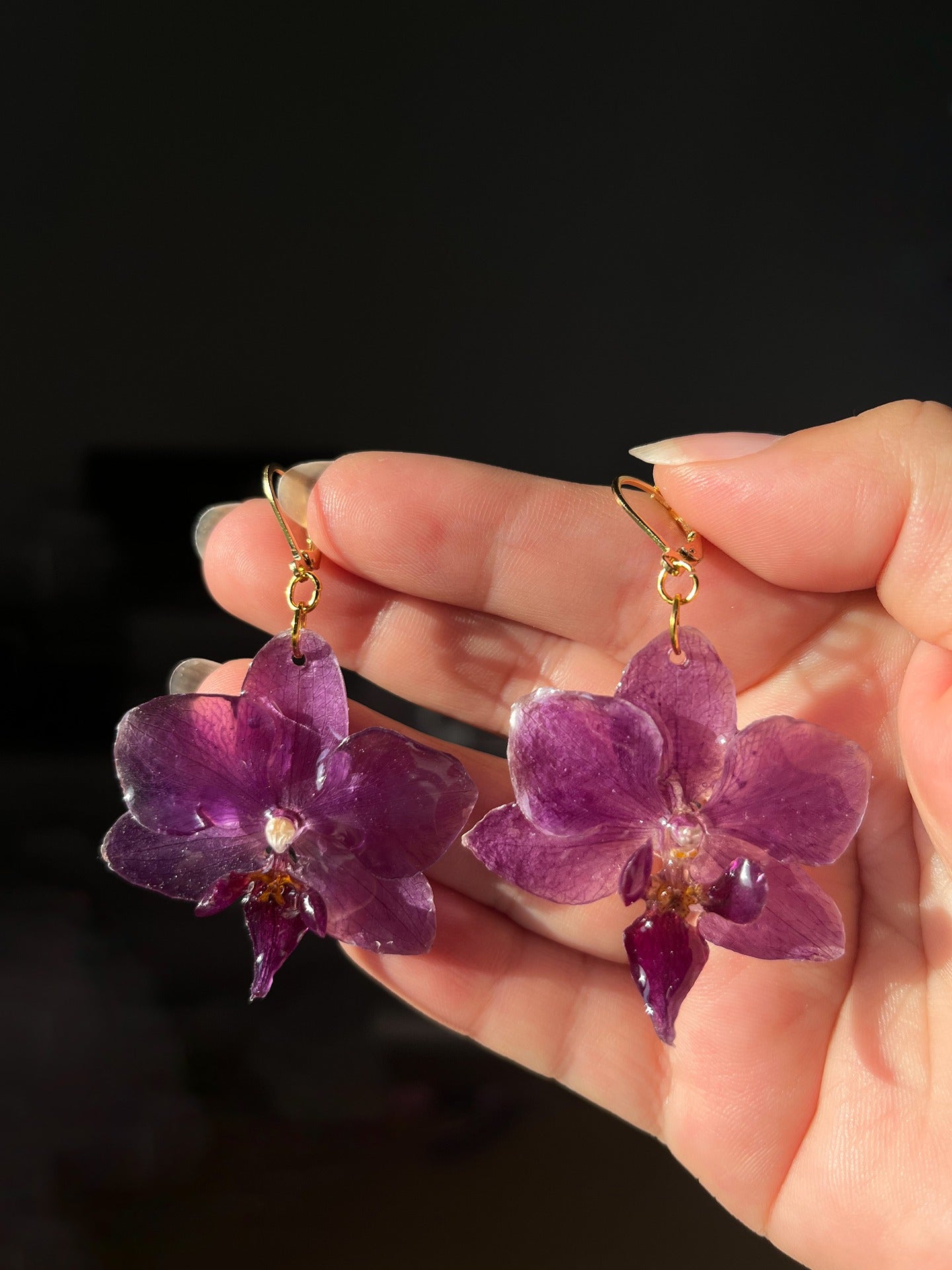 Mini Purple Orchid Earring
