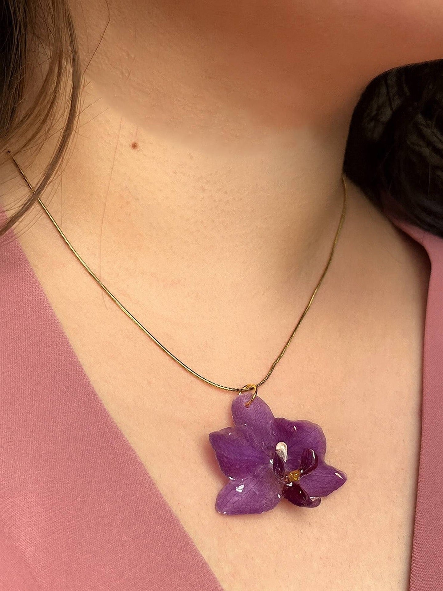 Mini Purple Orchid Necklace