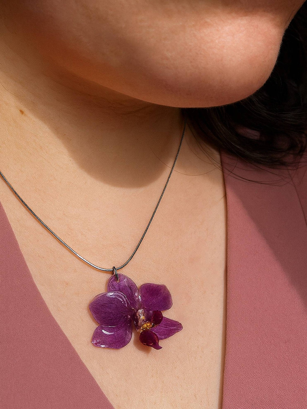 Mini Purple Orchid Necklace