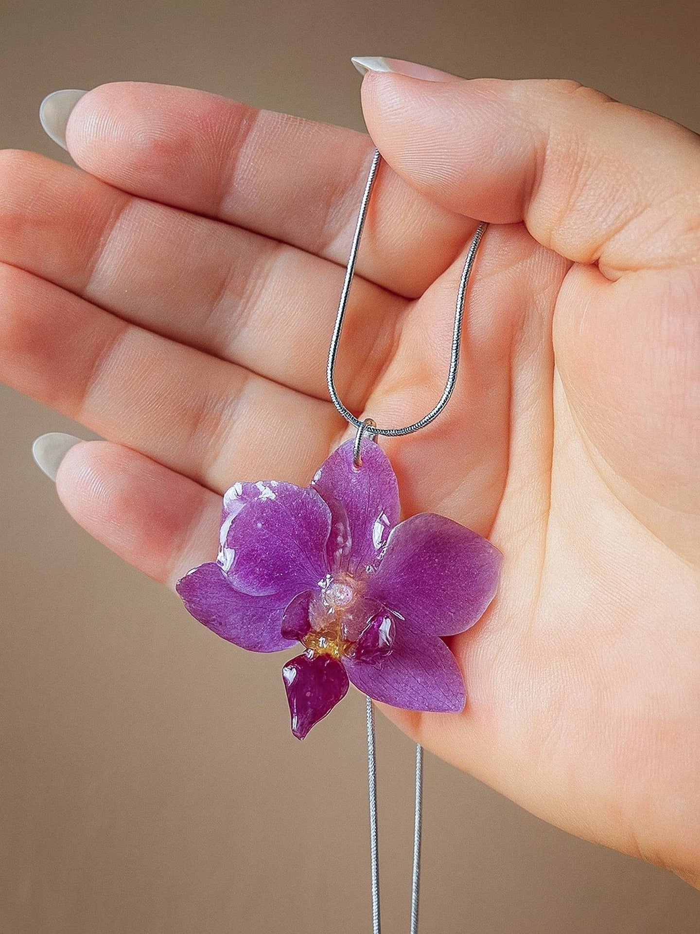 Mini Purple Orchid Necklace