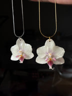 Mini White and Light Pink Orchid Necklace