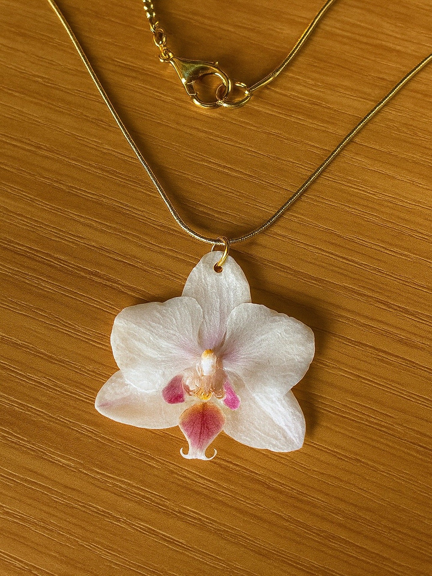 Mini White and Light Pink Orchid Necklace