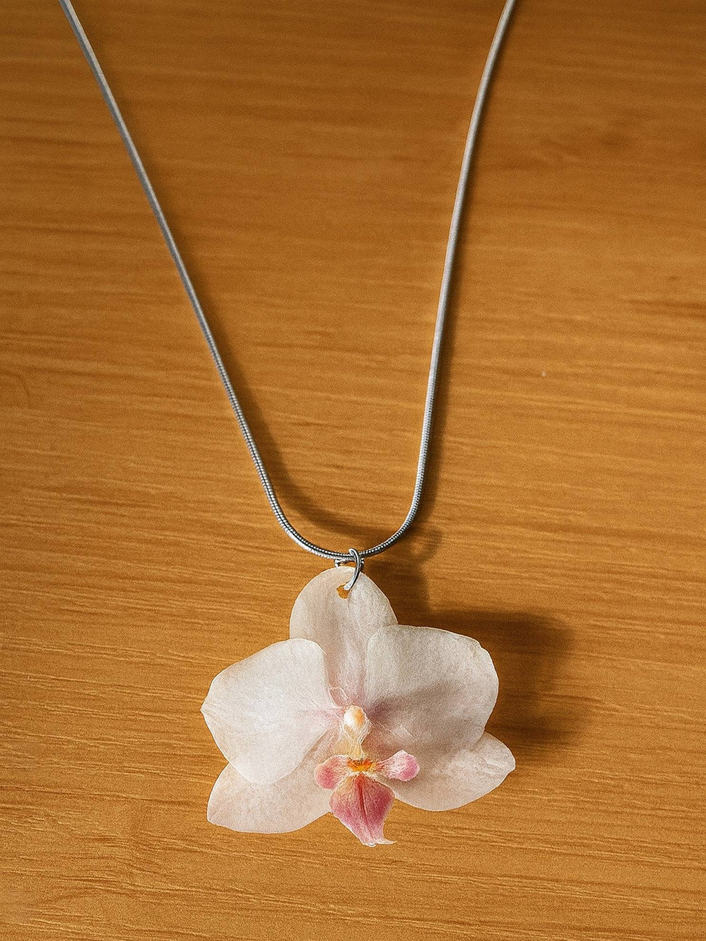 Mini White and Light Pink Orchid Necklace