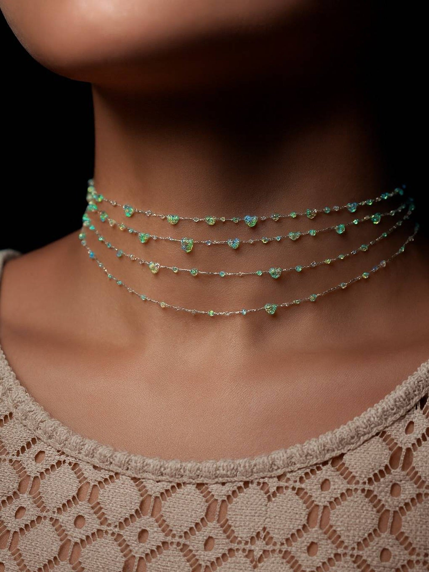 Sea Foam Tiered Choker