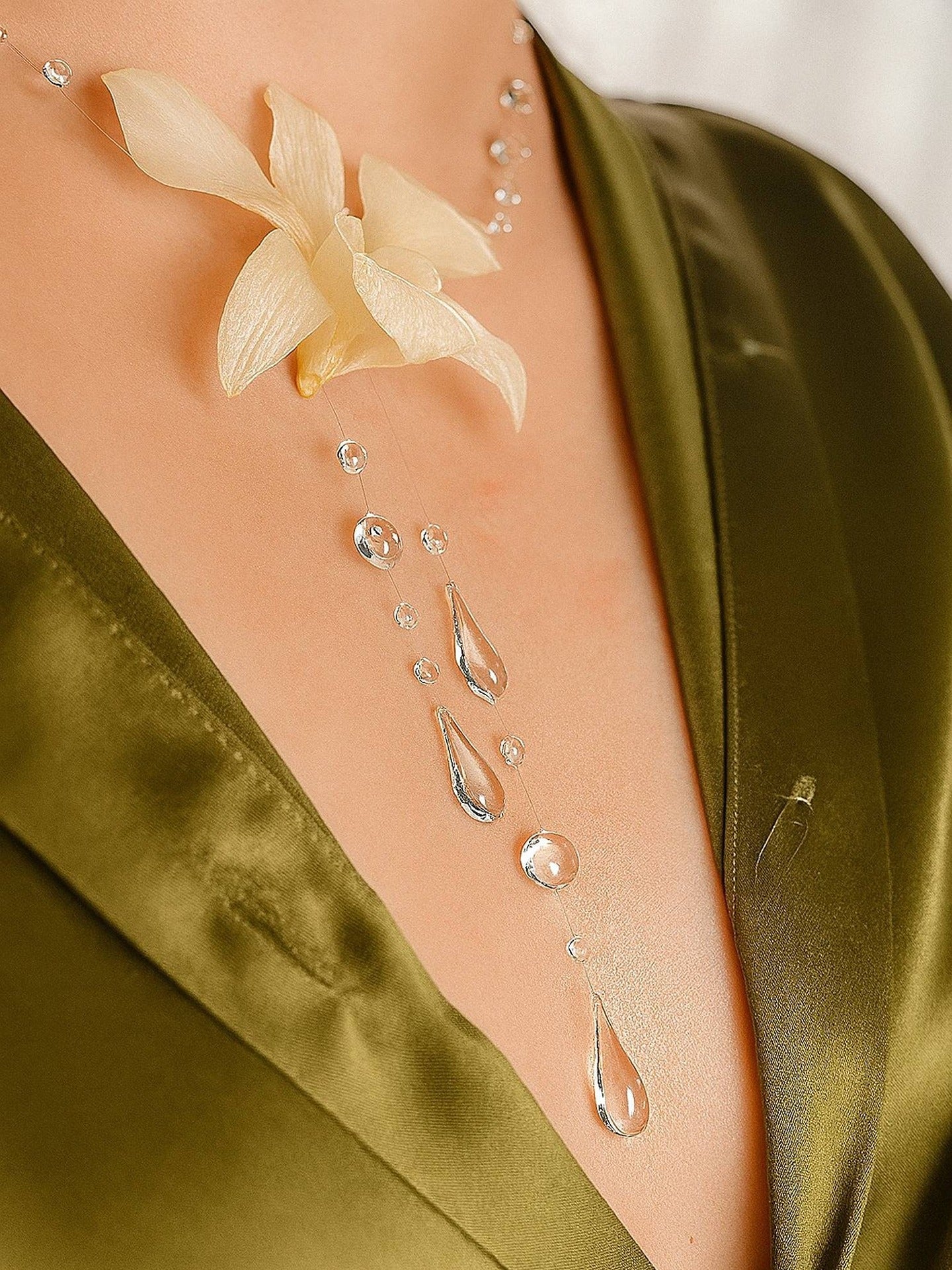 White Orchid Shower Necklace