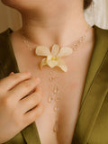 White Orchid Shower Necklace