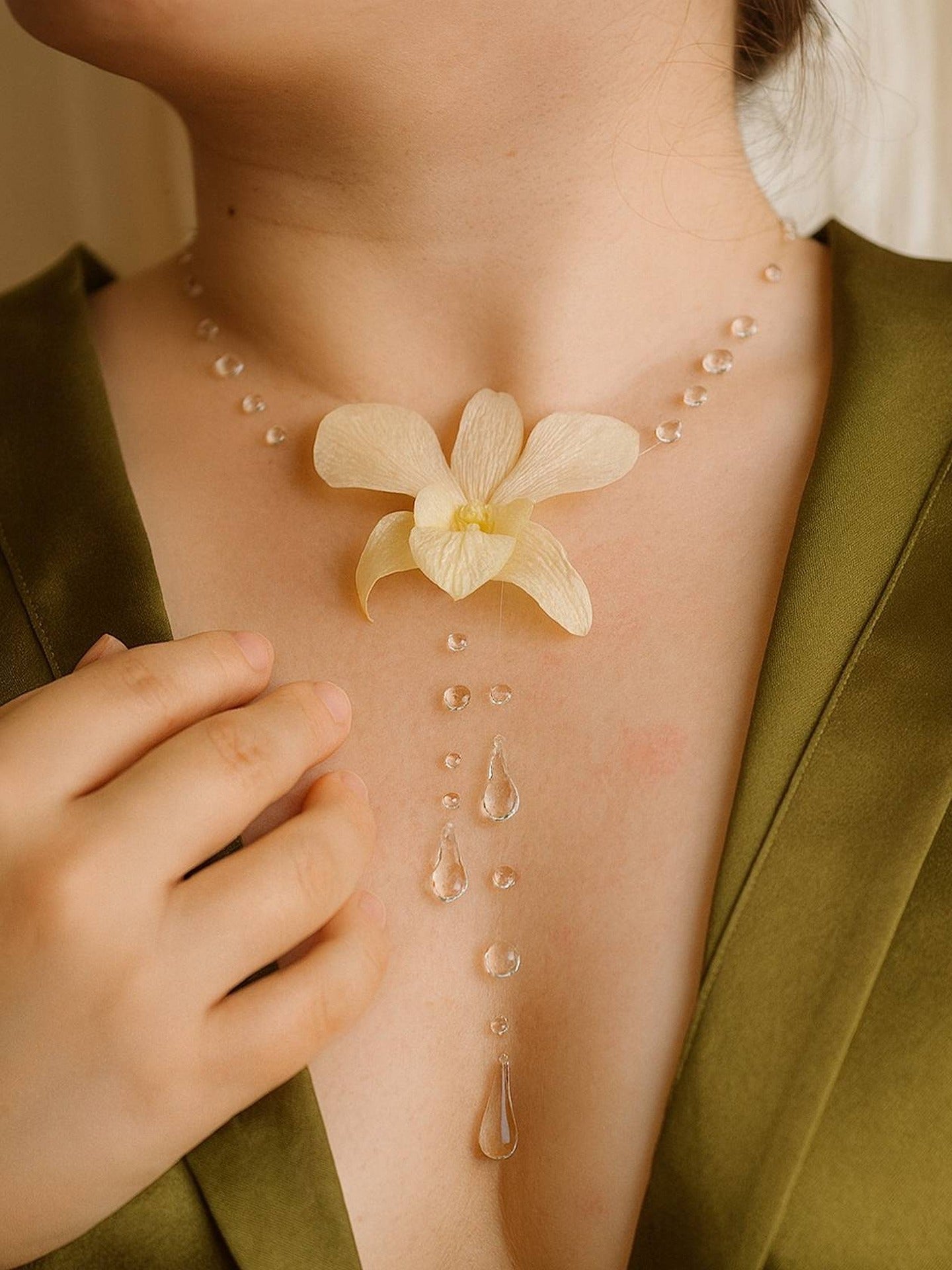 White Orchid Shower Necklace