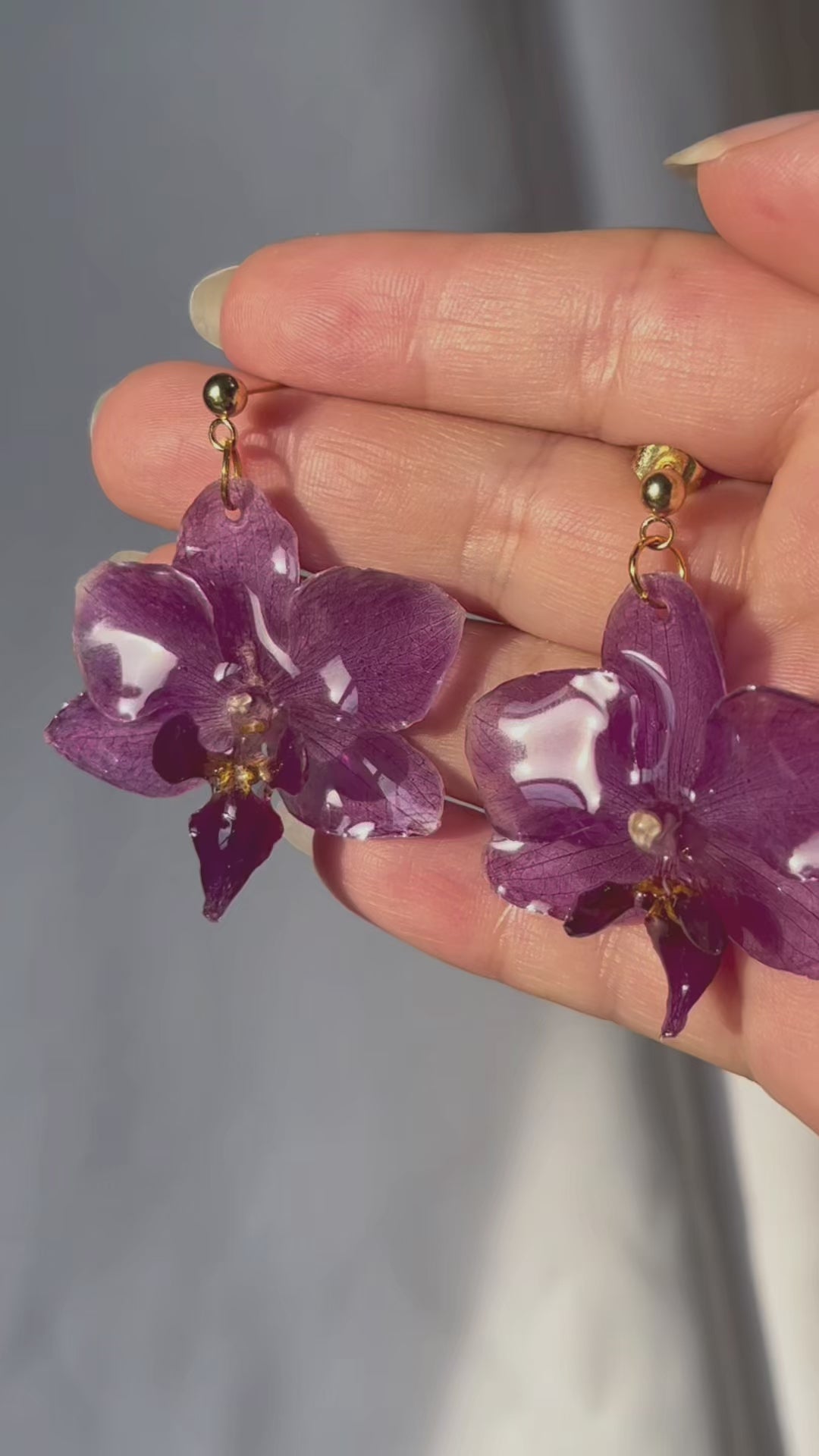 Mini Purple Orchid Earring