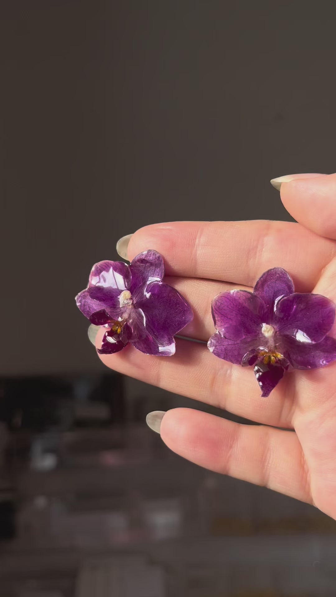 Mini Purple Orchid Stud