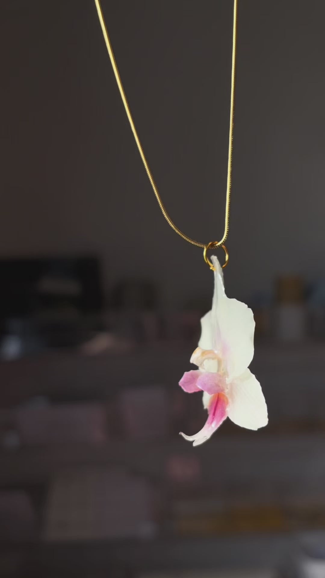 Mini White and Light Pink Orchid Necklace