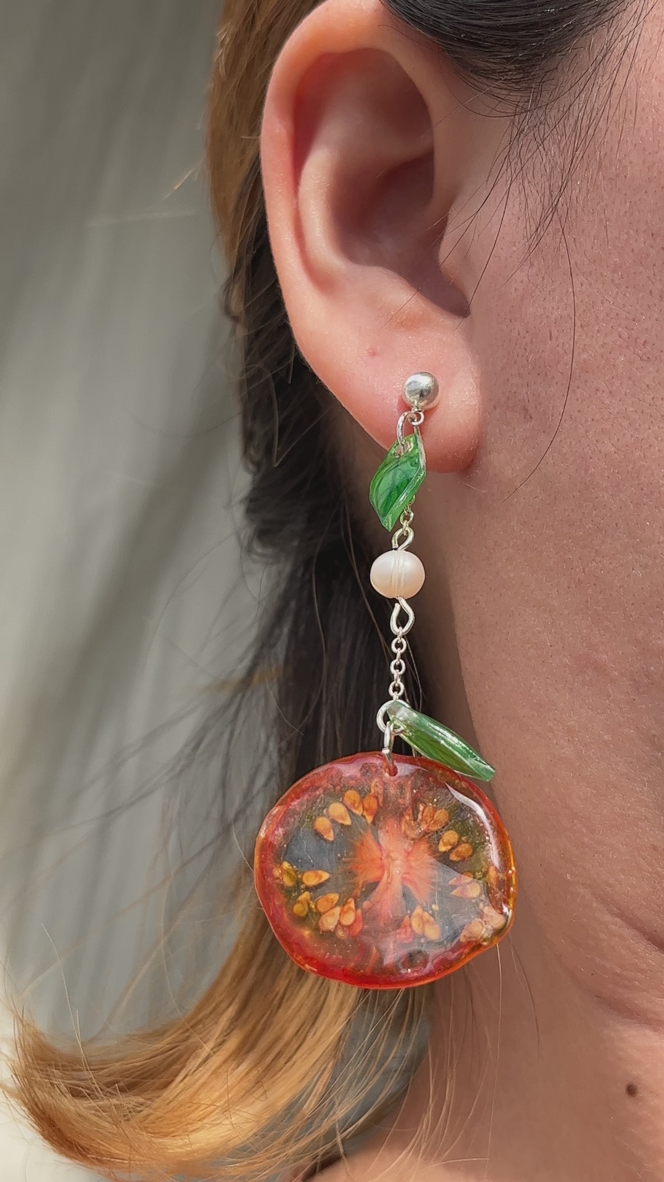 Cherry Tomato Pearl Earring
