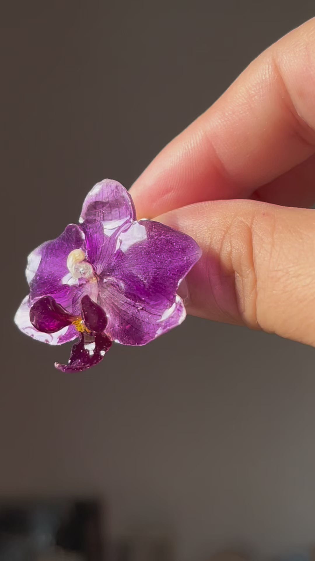 Mini Purple Orchid Stud