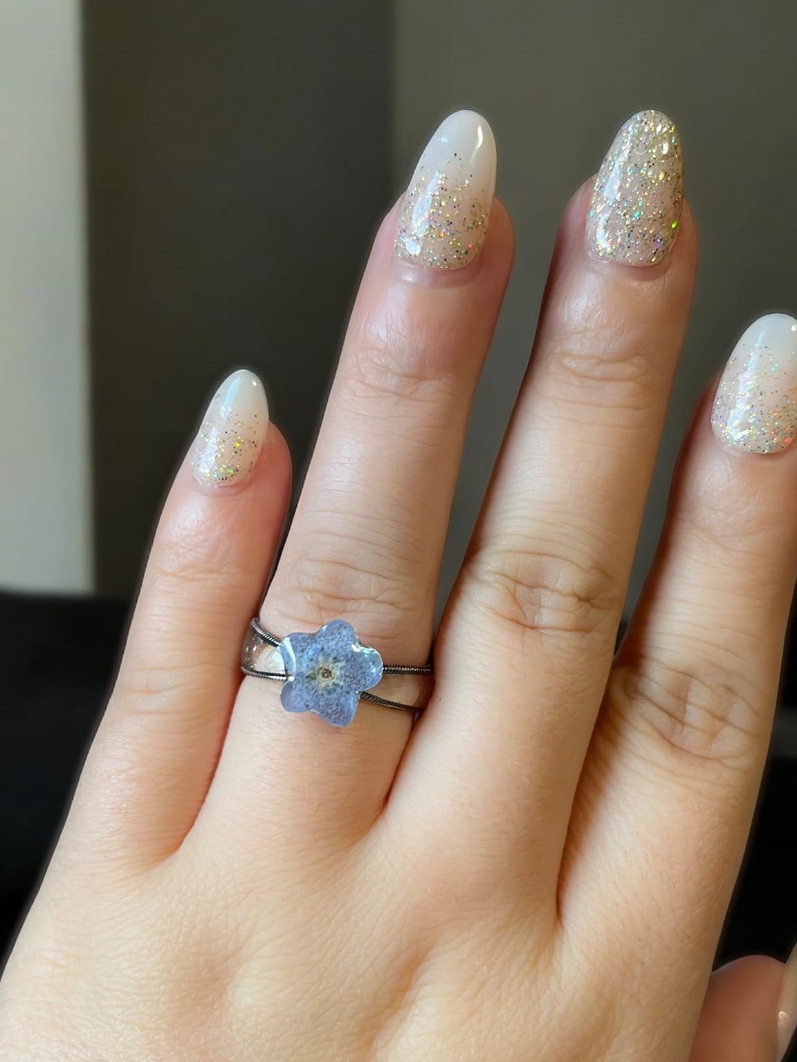 1762025 Blue Forget Me Not Ring Silver LS cid13